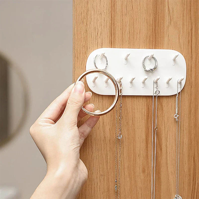 Wall-Mount Jewelry Storage Hook Tray