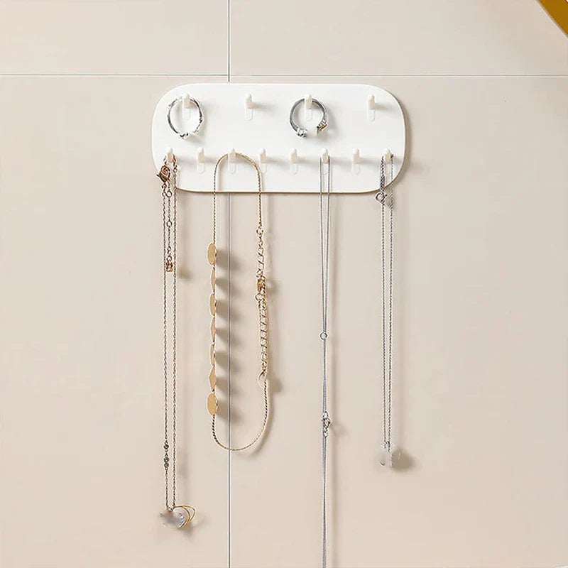 Wall-Mount Jewelry Storage Hook Tray
