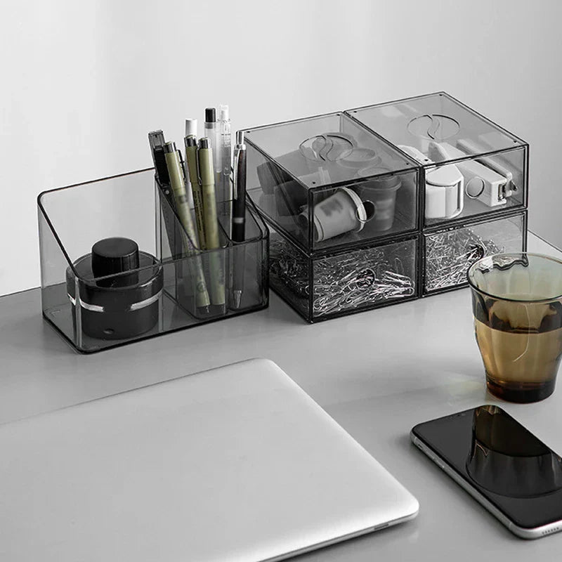 Smoked Clear Desktop Storage Organizer