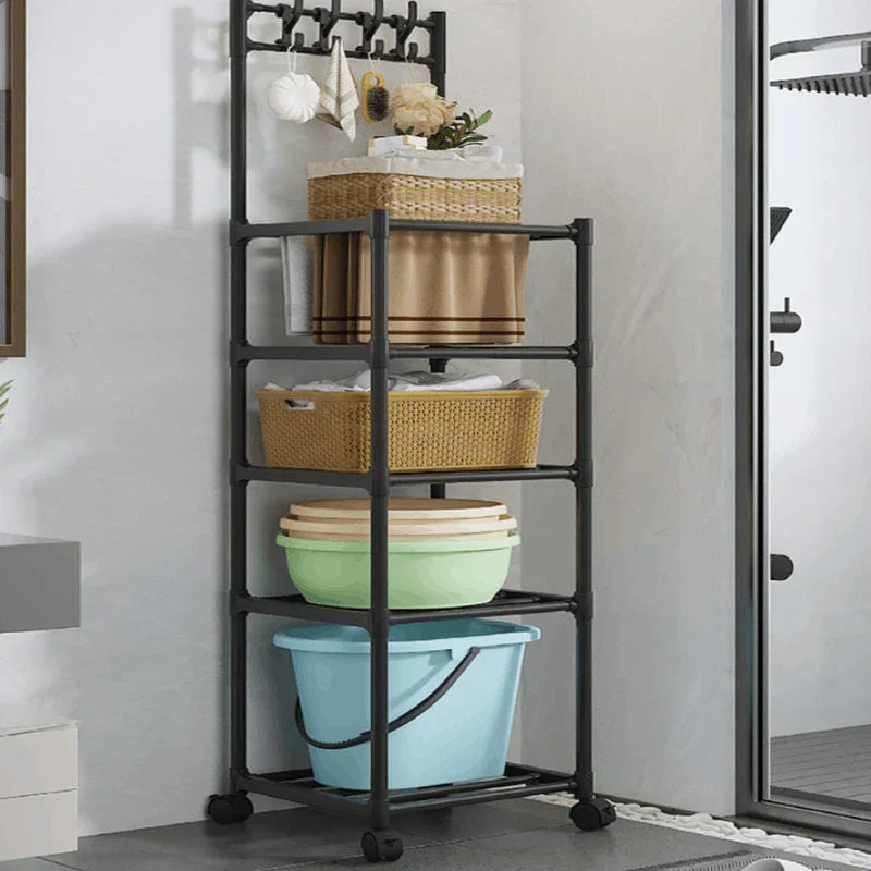 Rolling Multi-Tier Storage Shelf Rack